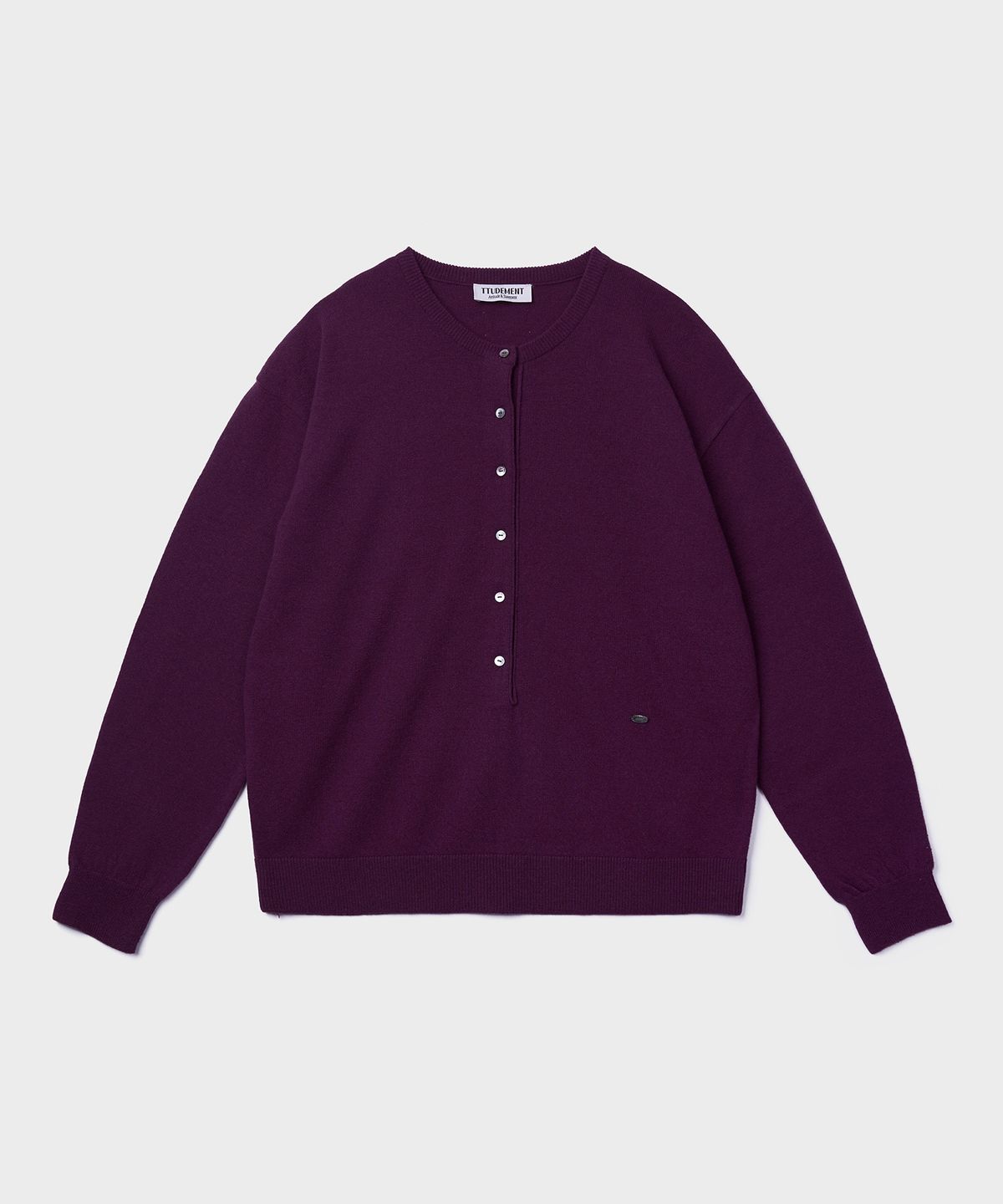 튜드먼트(TTUDEMENT) ESSENTIAL WOOL HENLEY NECK KNIT_GRAPE