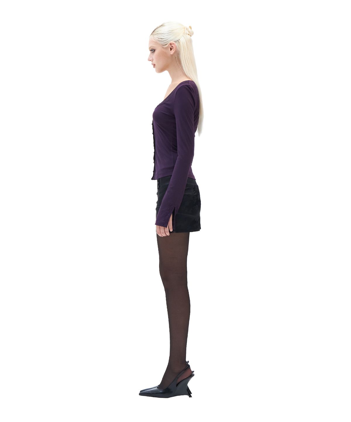 힐다(HILLDA) Floral Satin mini Skirt [Black]