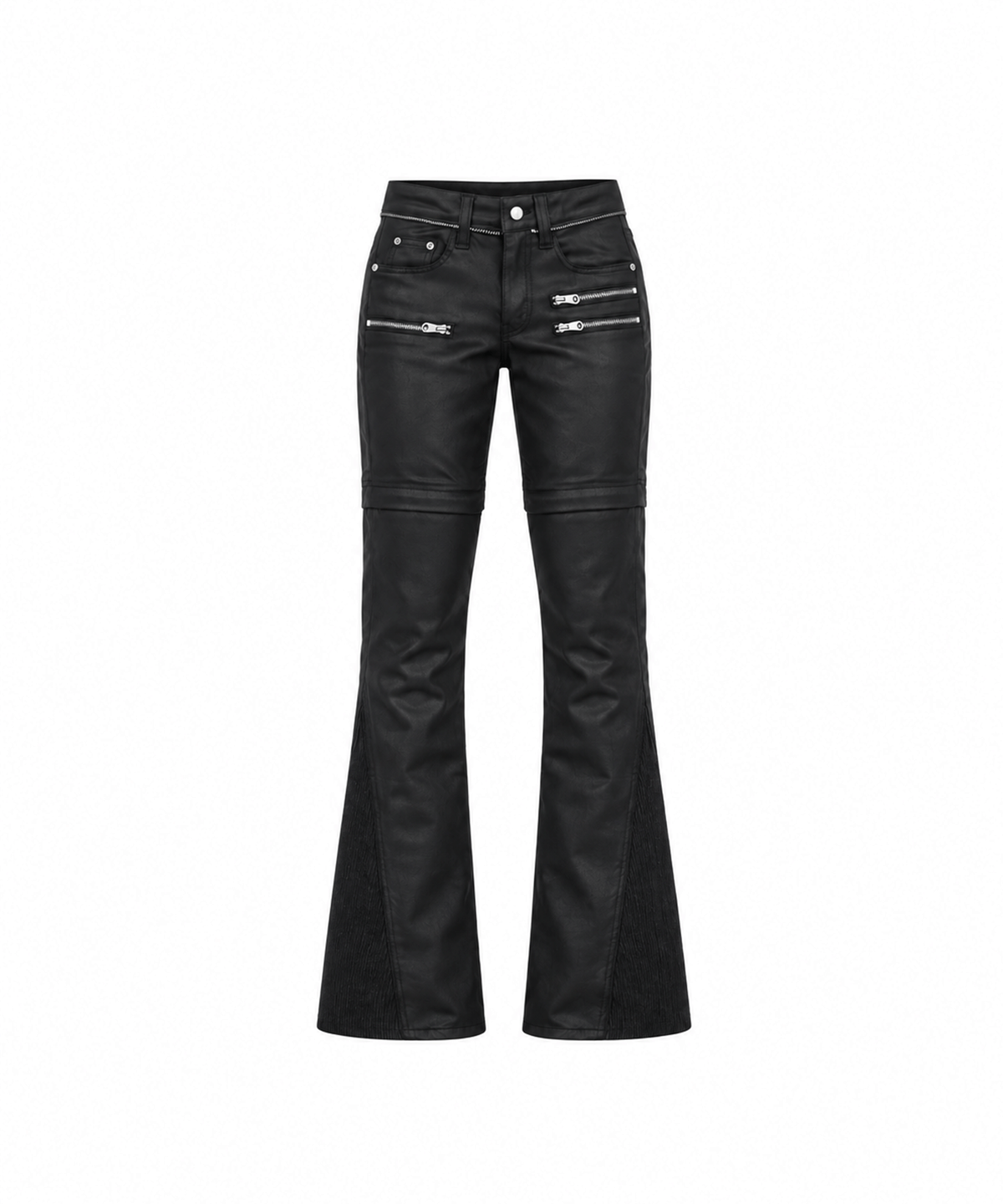 어니브(ANIV) WAXED TWO-WAY BOOTCUT PANTS BLACK