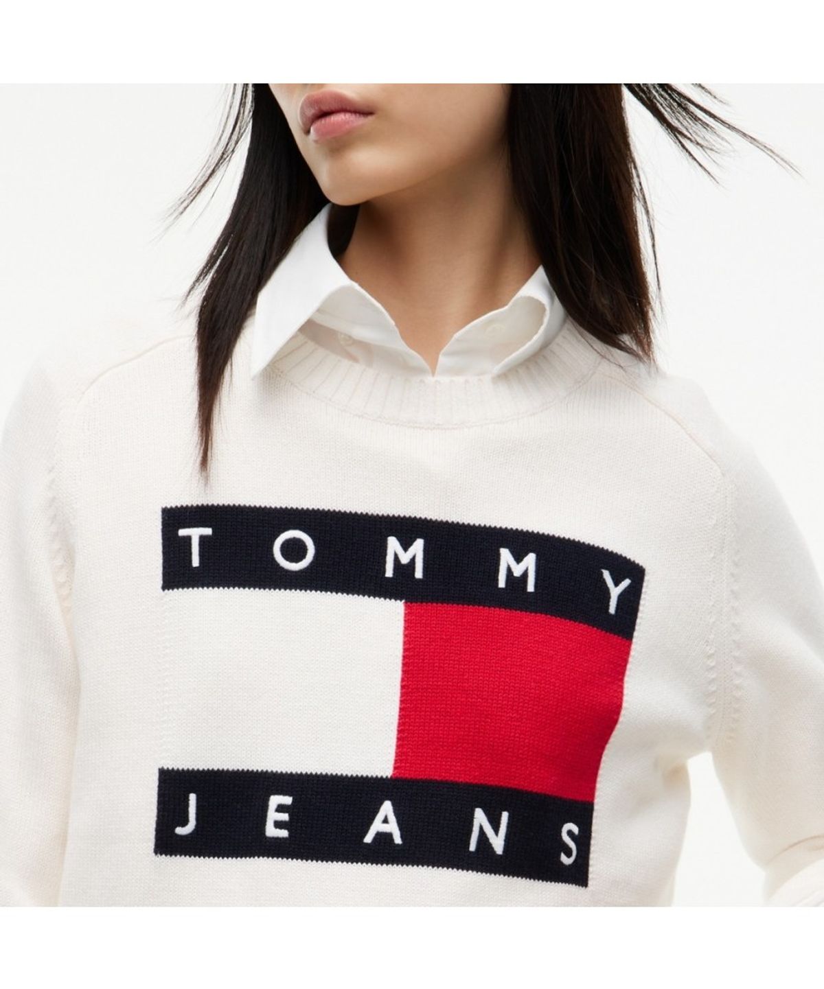 타미진스(TOMMY JEANS) 크루넥 플래그 스웨터 (T32G7KTO20TWT1YBH)