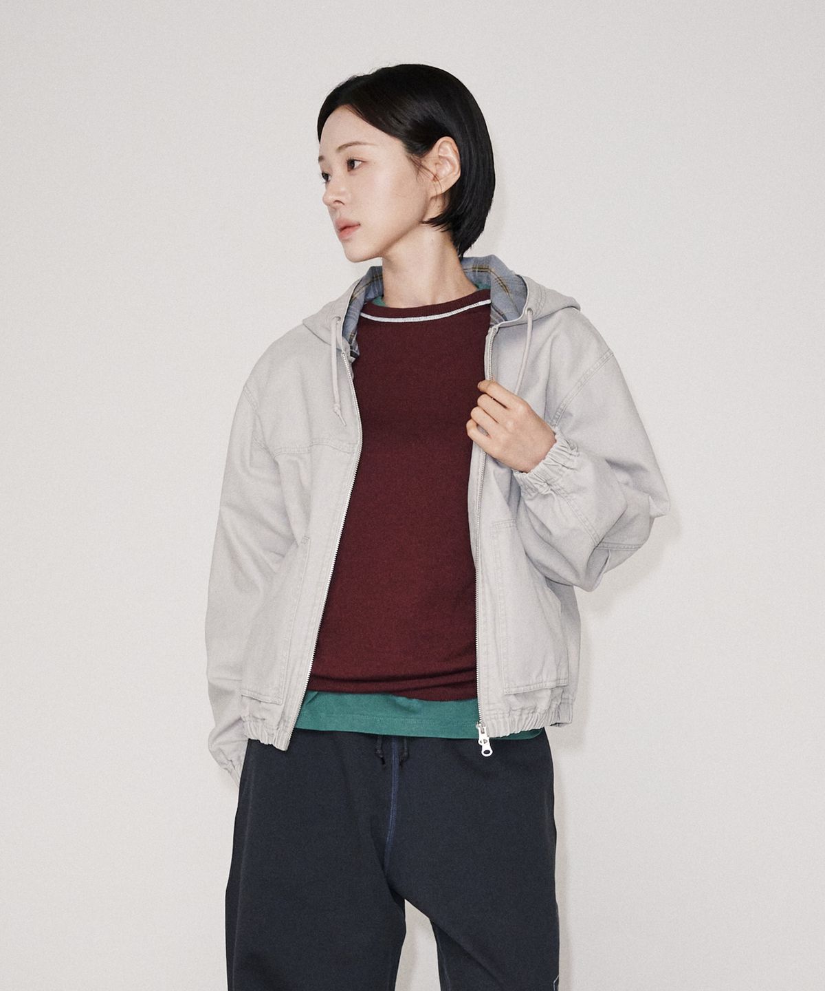 유니버스 가먼트(UNIVERSE GARMENT) 워시드 후드 워크 자켓_GREY