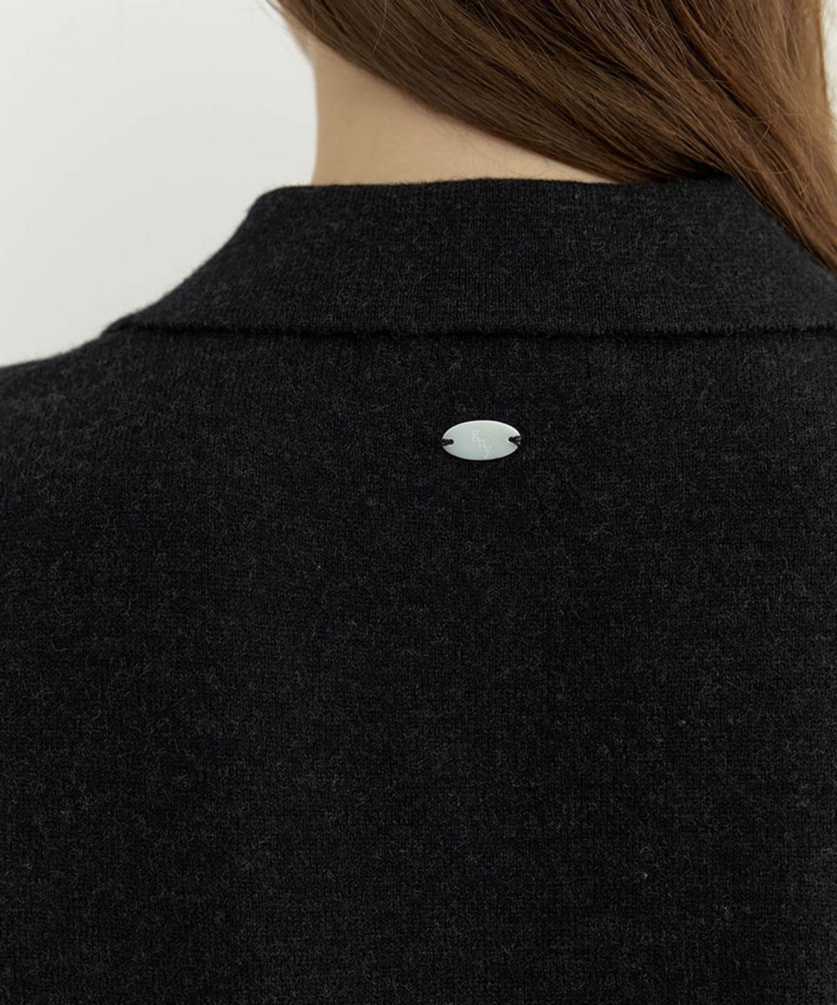 그노노이(GNOHNOEY) 메리노 wool 카라 가디건 (Charcoal)