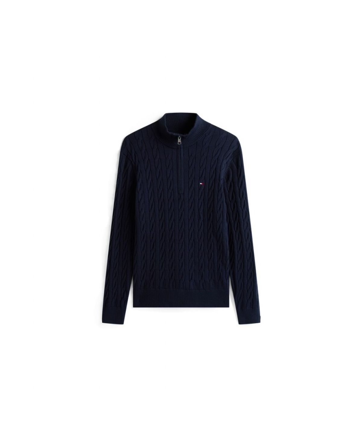 타미힐피거(TOMMY HILFIGER) 클래식 코튼 케이블 모크넥 하프 집업 (T12G7KPO130MT1DW5)