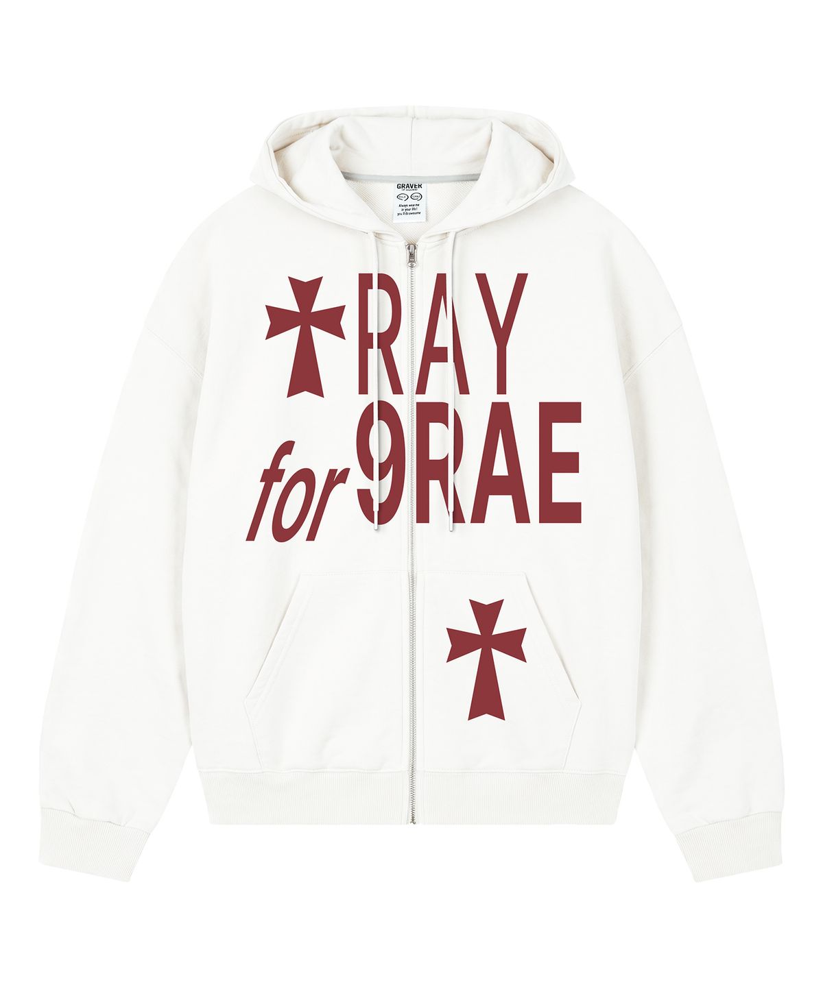 그레이버(GRAVER) [UNISEX]PRAY FOR 후드집업_White