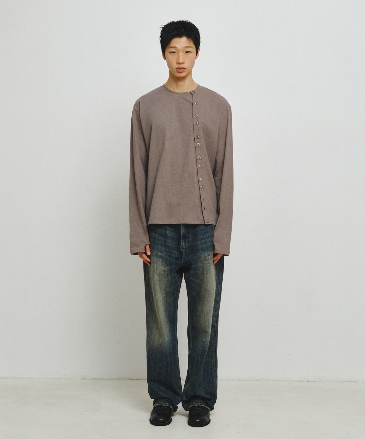 엔도어(ENDOOR) Offset Placket Long Sleeve (Mushroom)