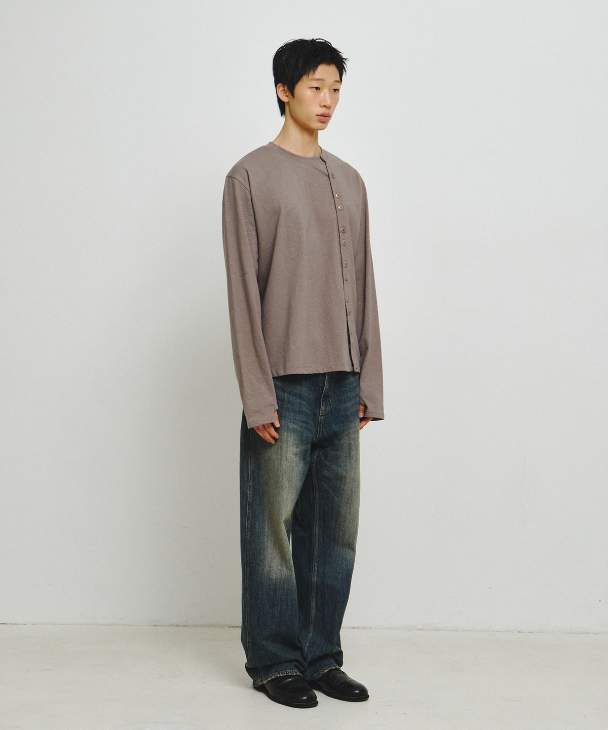 엔도어(ENDOOR) Offset Placket Long Sleeve (Mushroom)