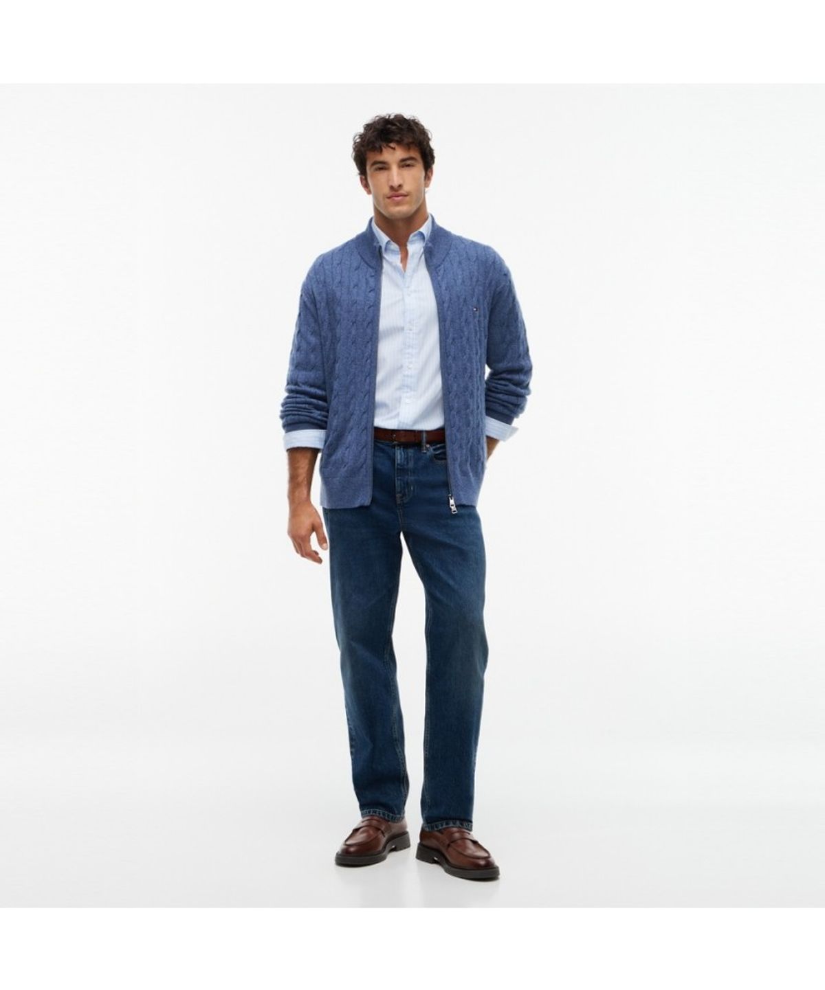 타미힐피거(TOMMY HILFIGER) 램스울 케이블 집업 가디건 (T12G7KCD220MT1D10)