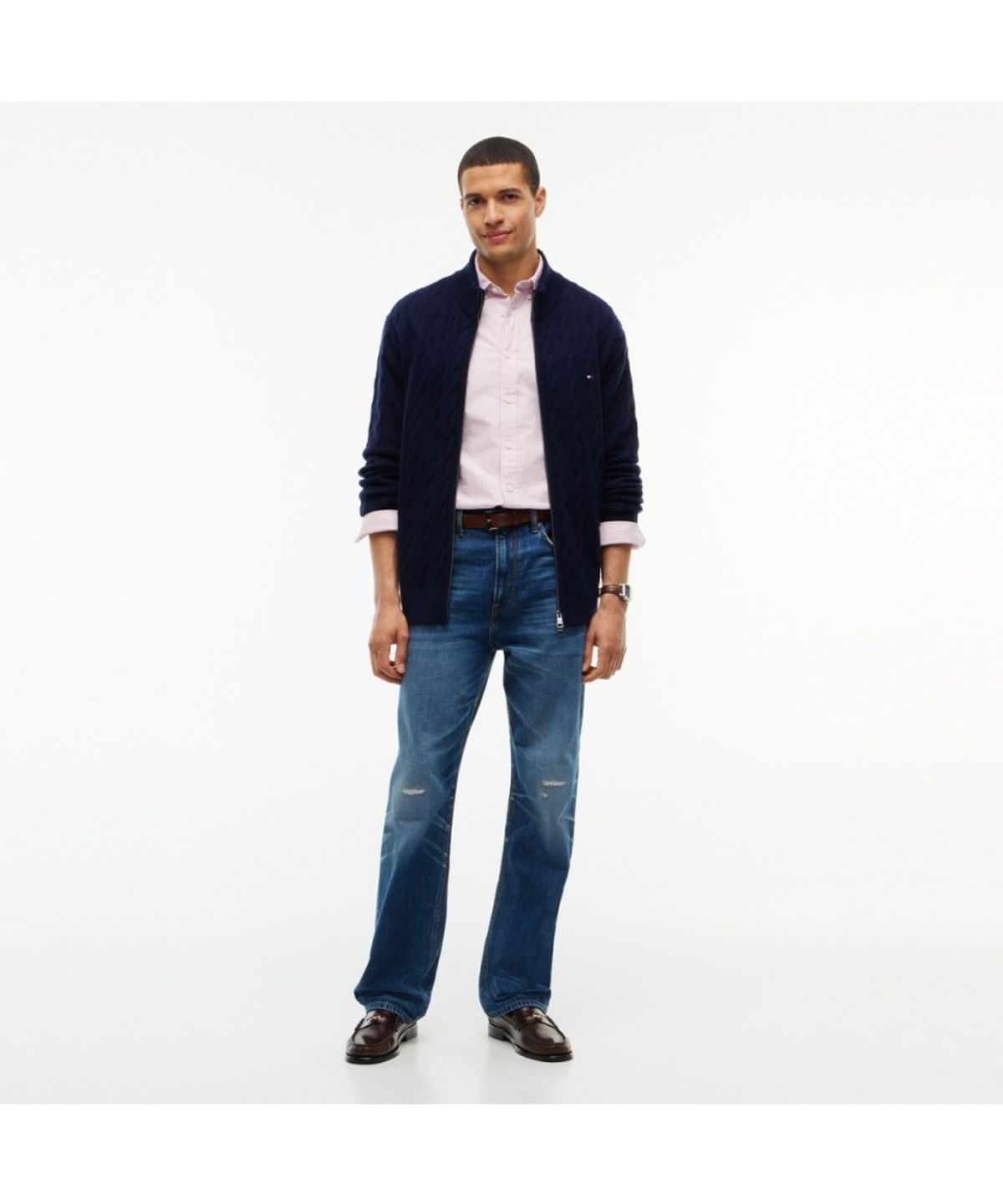 타미힐피거(TOMMY HILFIGER) 램스울 케이블 집업 가디건 (T12G7KCD220MT1DW5)