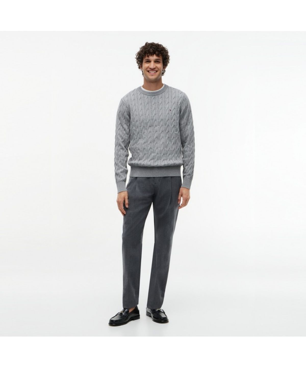 타미힐피거(TOMMY HILFIGER) 클래식 코튼 케이블 크루넥 스웨터 (T12G7KPO100MT1P91)