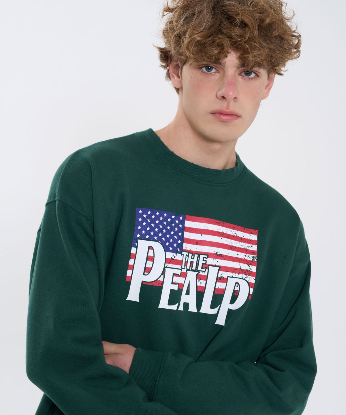 필프(PEALP) VINTAGE FLAG SWEATSHIRT 67 (DARK GREEN)
