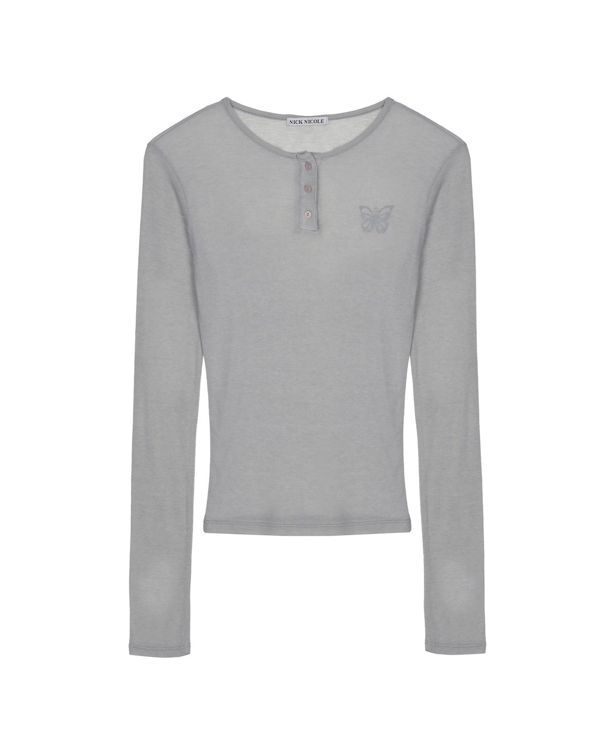 닉앤니콜(NICK&NICOLE) BUTTERFLY HENLEYNECK SLEEVE TOP_GRAY