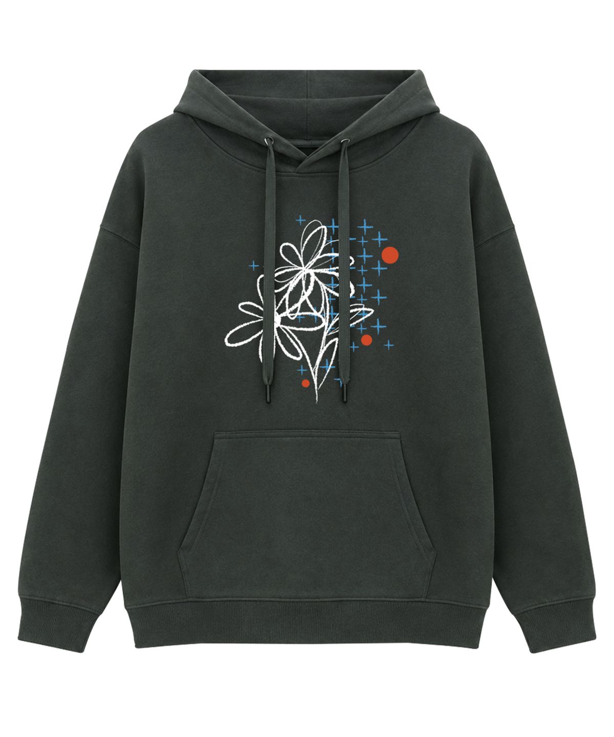 도톤(DOTON) WILD SKETCH FLOWER HOODIE (Charcoal)