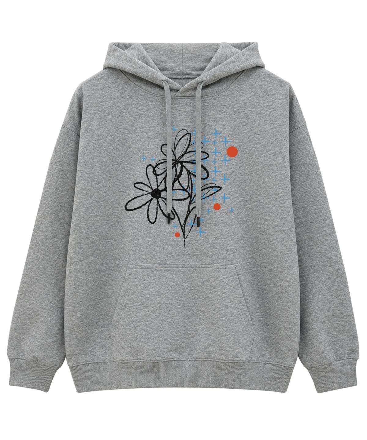 도톤(DOTON) WILD SKETCH FLOWER HOODIE (Charcoal)
