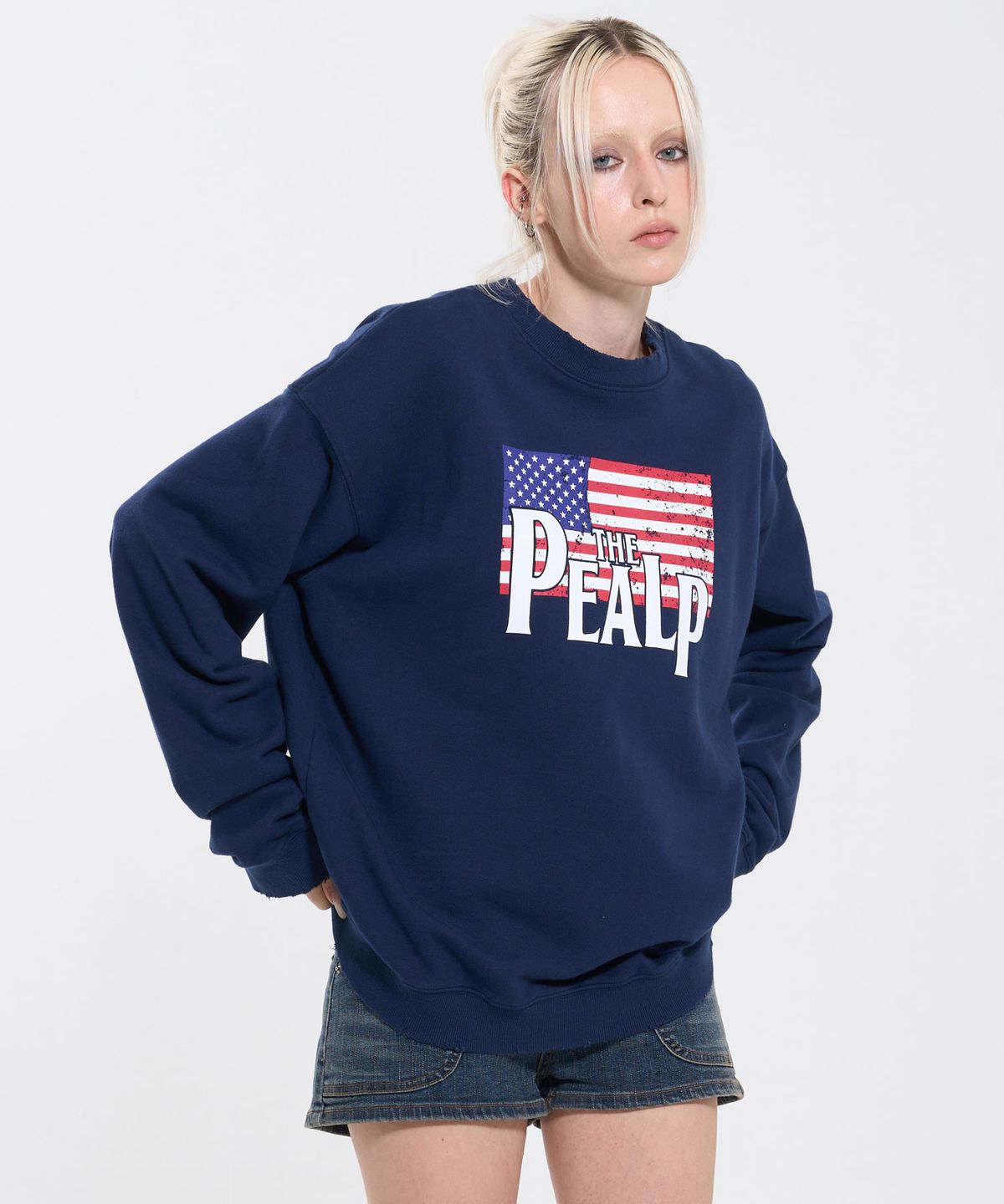 필프(PEALP) VINTAGE FLAG SWEATSHIRT 67 (NAVY)