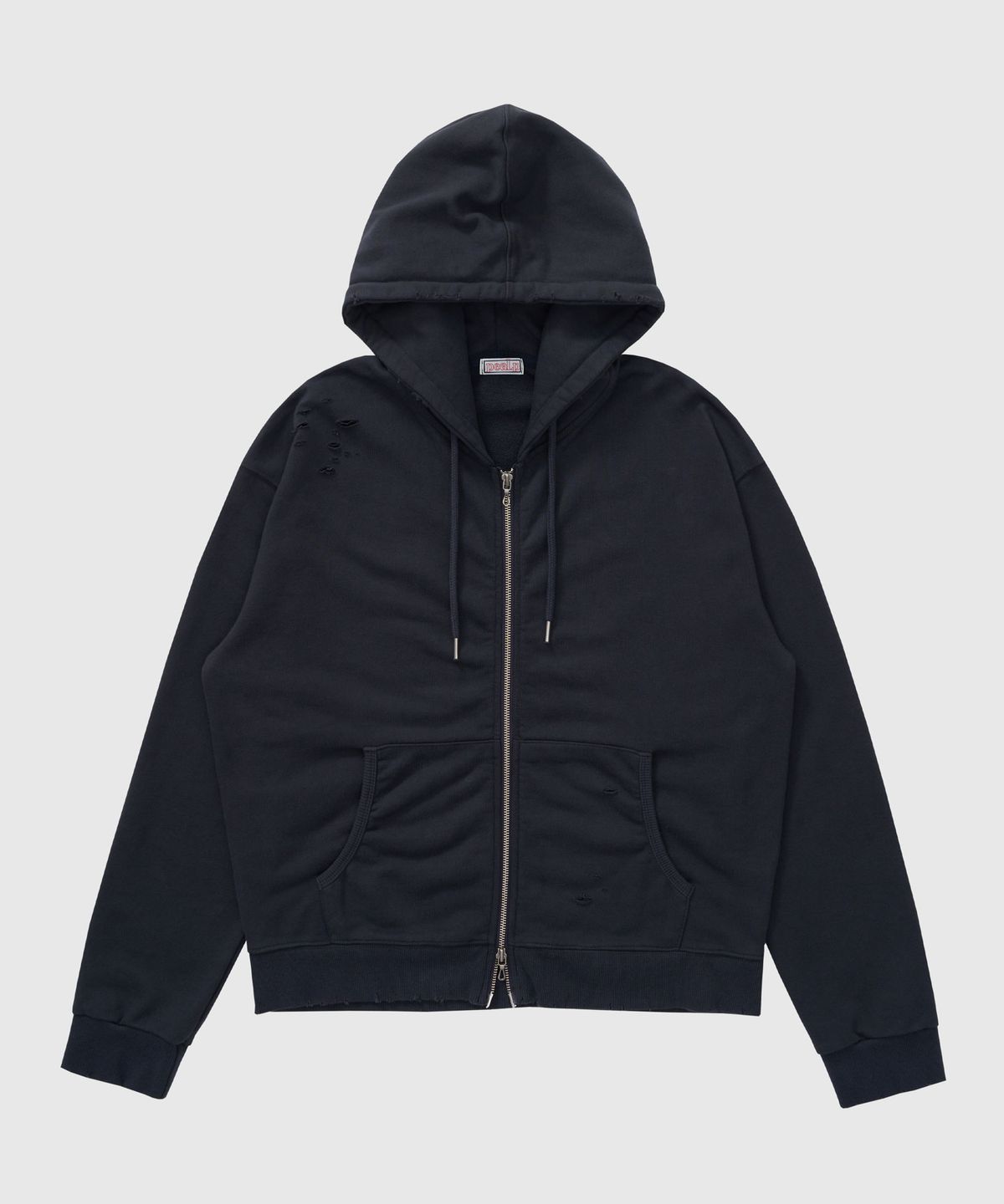 필프(PEALP) DISTRESSED WASHED HOODIE ZIP-UP 64 (CHARCOAL)