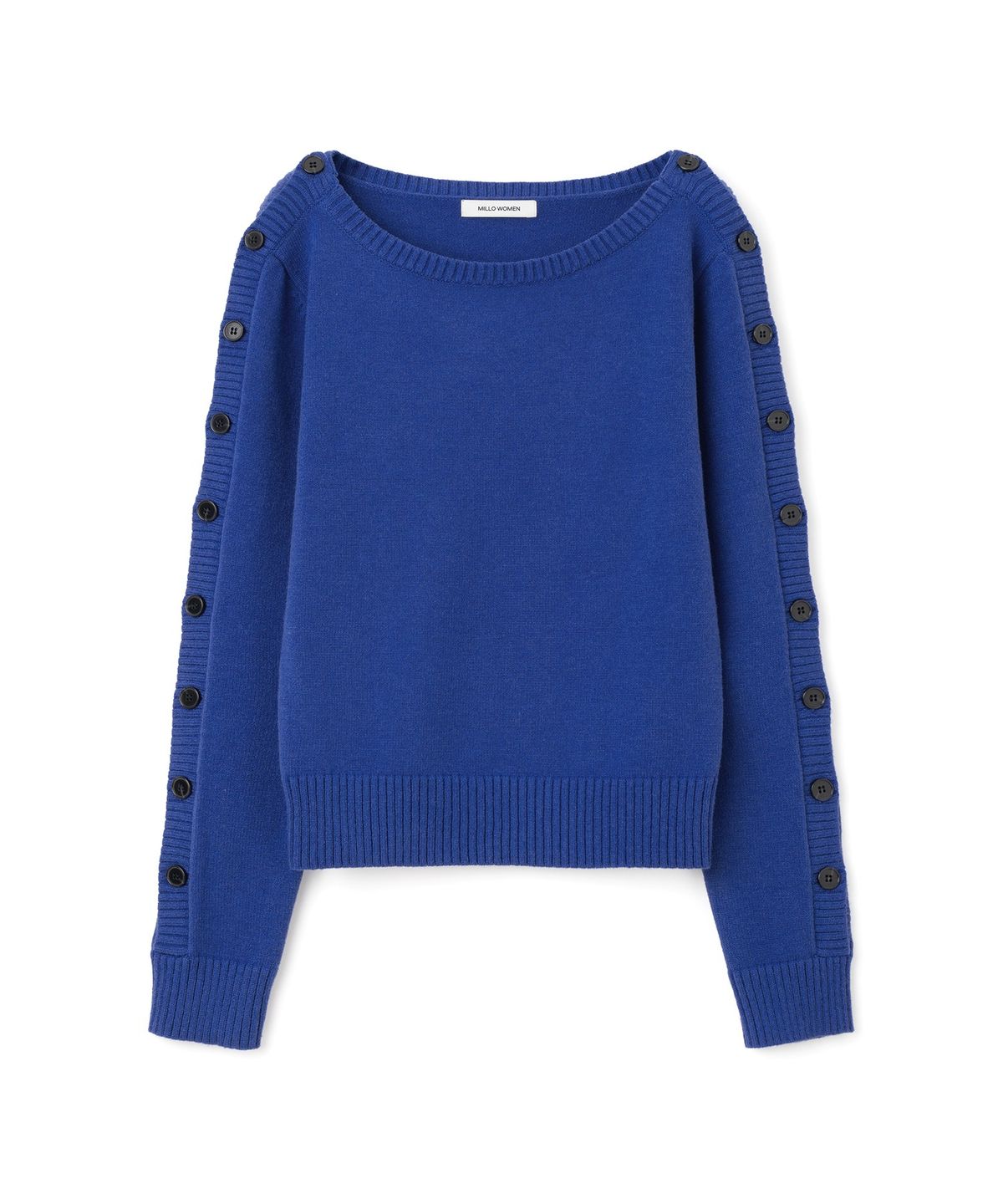 밀로 우먼(MILLO WOMEN) 보트 넥 버튼 니트 [블루]