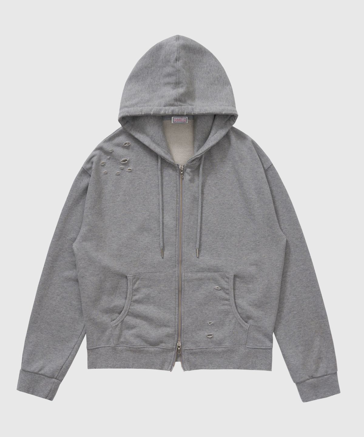 필프(PEALP) DISTRESSED WASHED HOODIE ZIP-UP 64 (MELANGE GRAY)