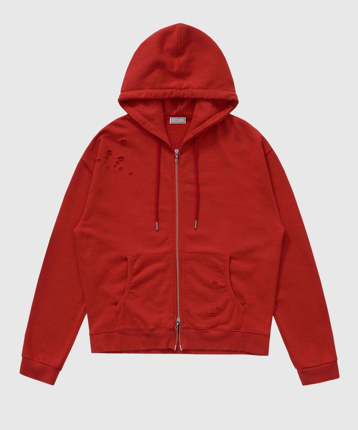 필프(PEALP) DISTRESSED WASHED HOODIE ZIP-UP 64 (RED)