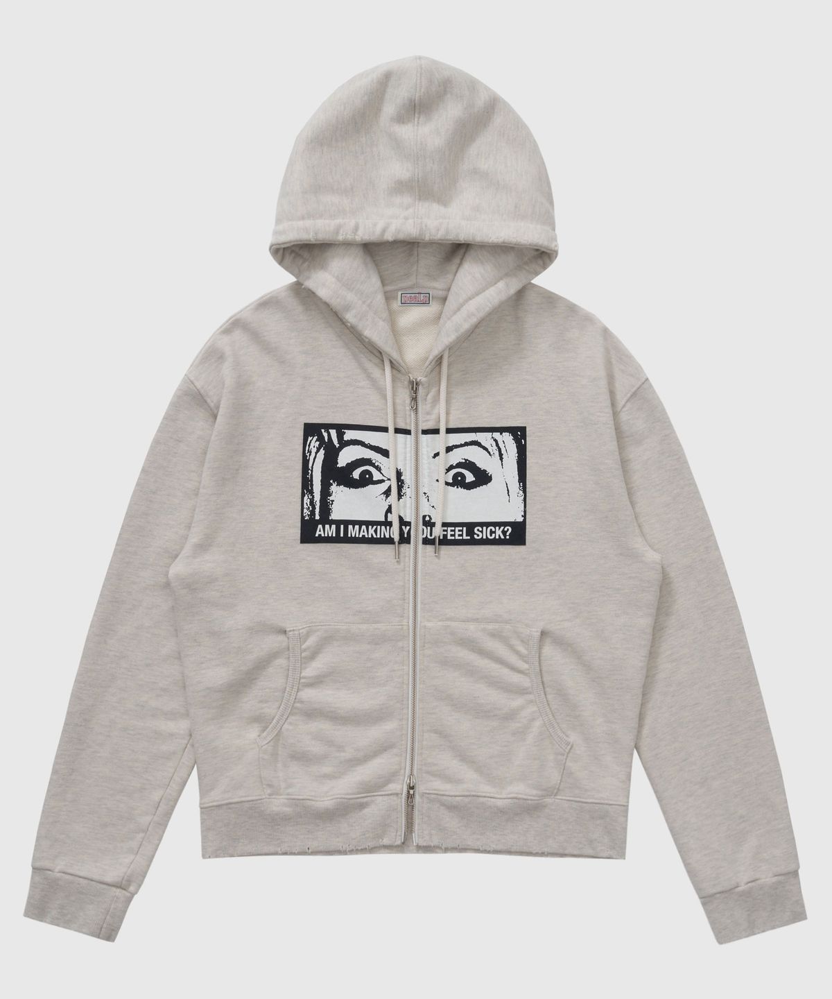 필프(PEALP) SICK FACE WASHED HOODIE ZIP-UP 65 (OATMEAL)
