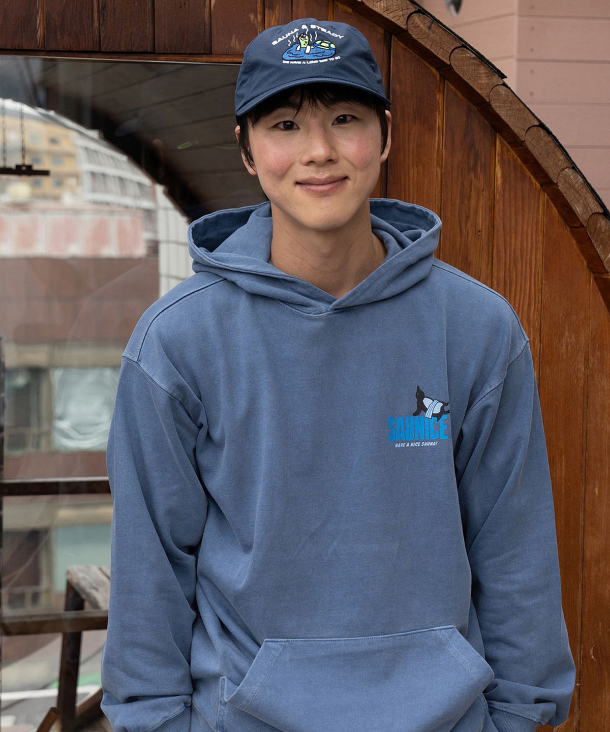 빅웨이브 컬렉티브(BIGWAVE COLLECTIVE) 사우나 스테디 나일론 와이드 캡 (다크 네이비)
