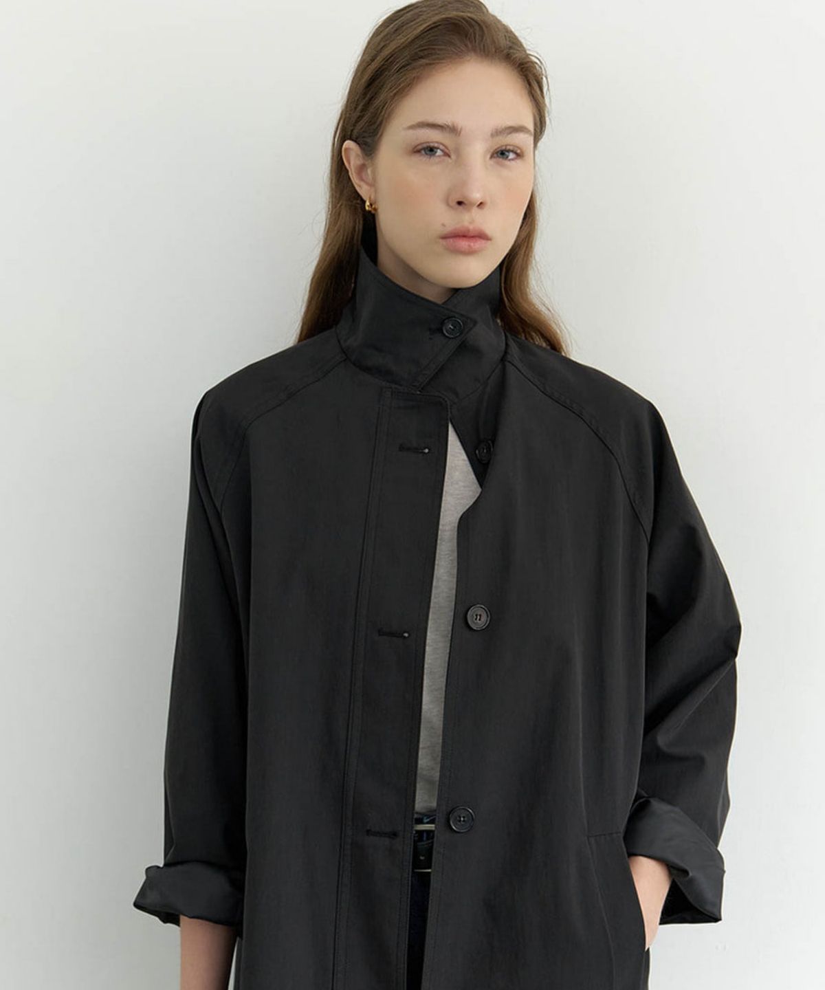 그노노이(GNOHNOEY) 클래식하프트렌치코트 (Black)
