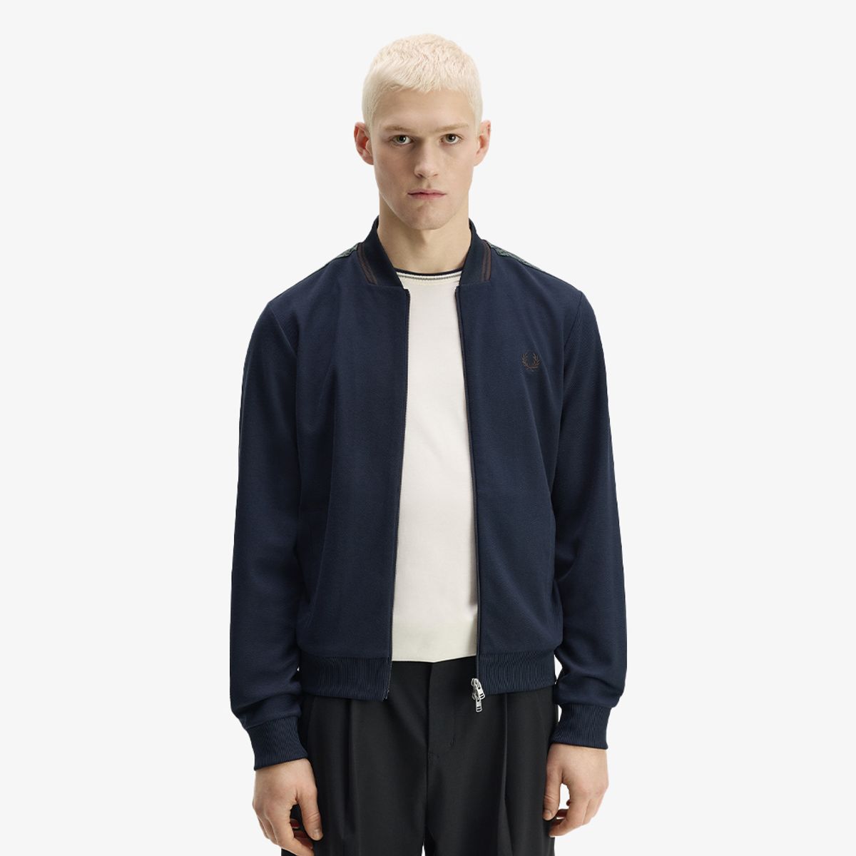 프레드페리(FRED PERRY) [Sharp] 팁드 보머 트랙 재킷 - 네이비/화이트 AFPM2G33309-608