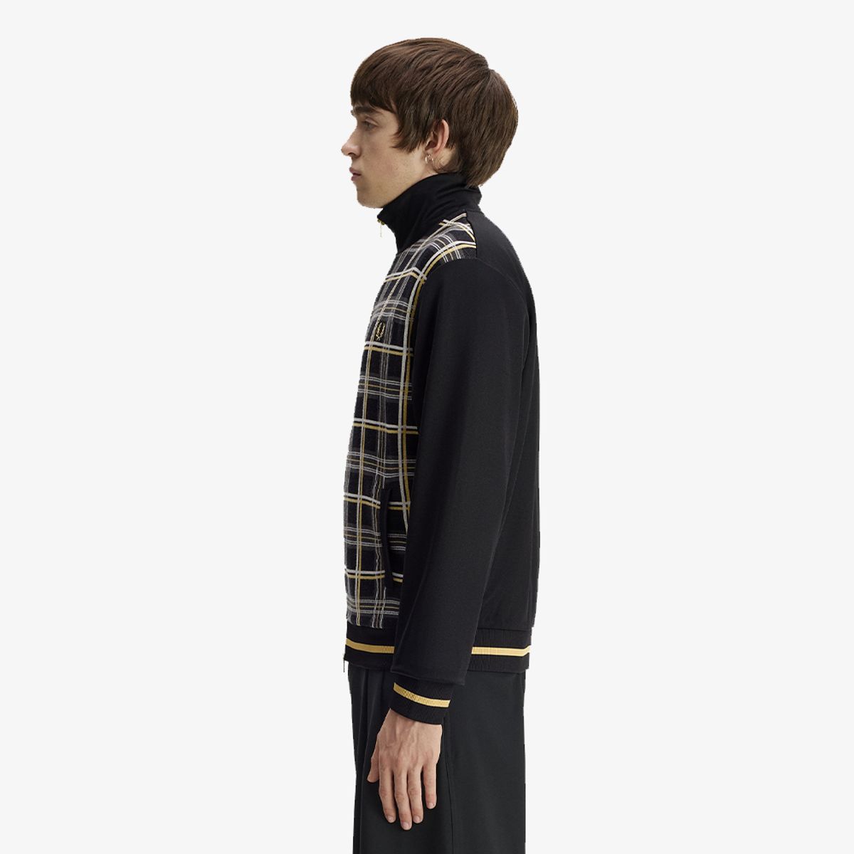 프레드페리(FRED PERRY) [Sharp] 타탄 니트 프론트 트랙 재킷 - 블랙 AFPM2G33329-102