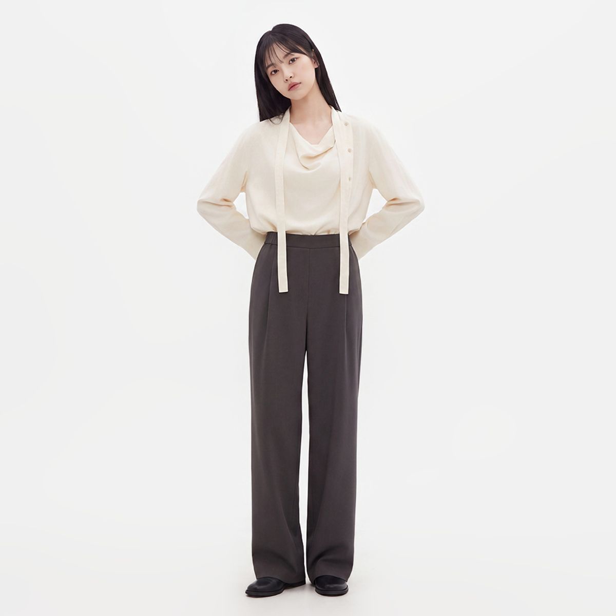 랩(LAP) 사이드 밴딩 스판 롱 슬랙스 AS3WP865