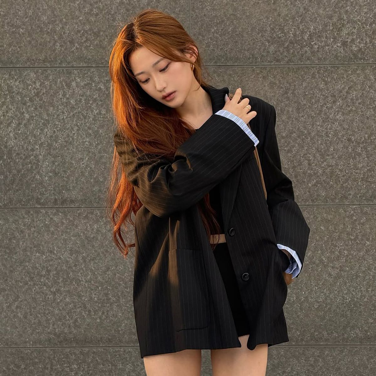 랩(LAP) 사선백절개소매배색 자켓 AS3WJ861
