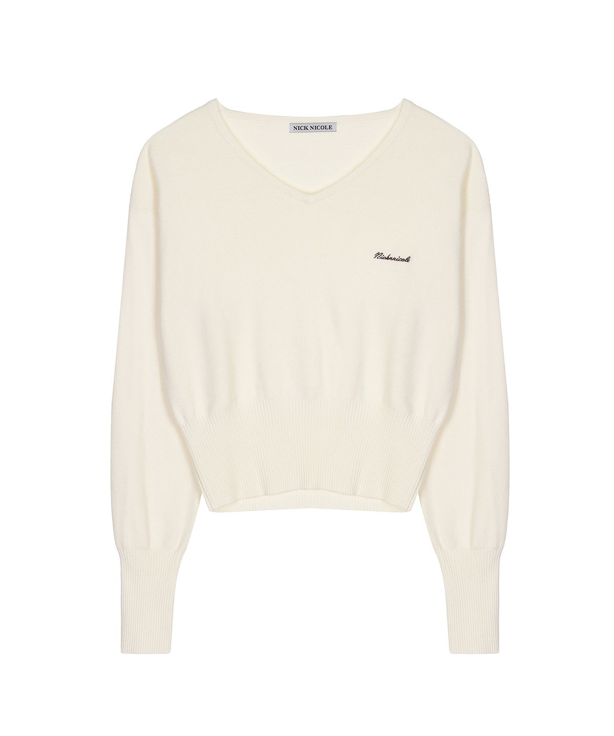닉앤니콜(NICK&NICOLE) V NECK RIB KNIT TOP_CREAM