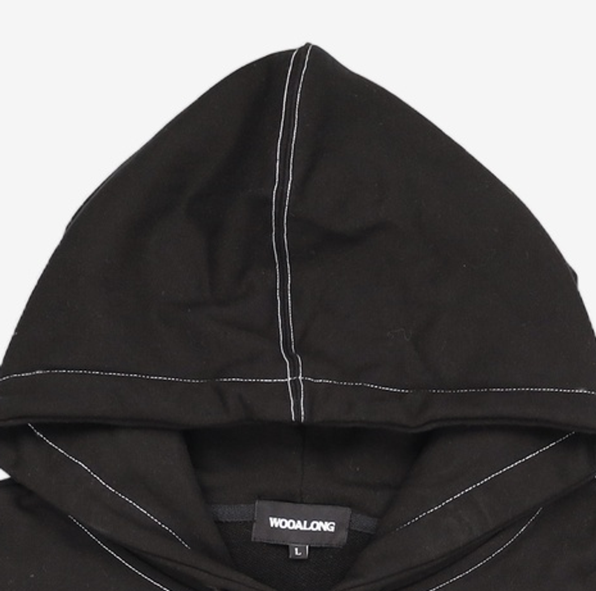 우알롱(WOOALONG) WAL signature stitch hood zip-up - BLACK L