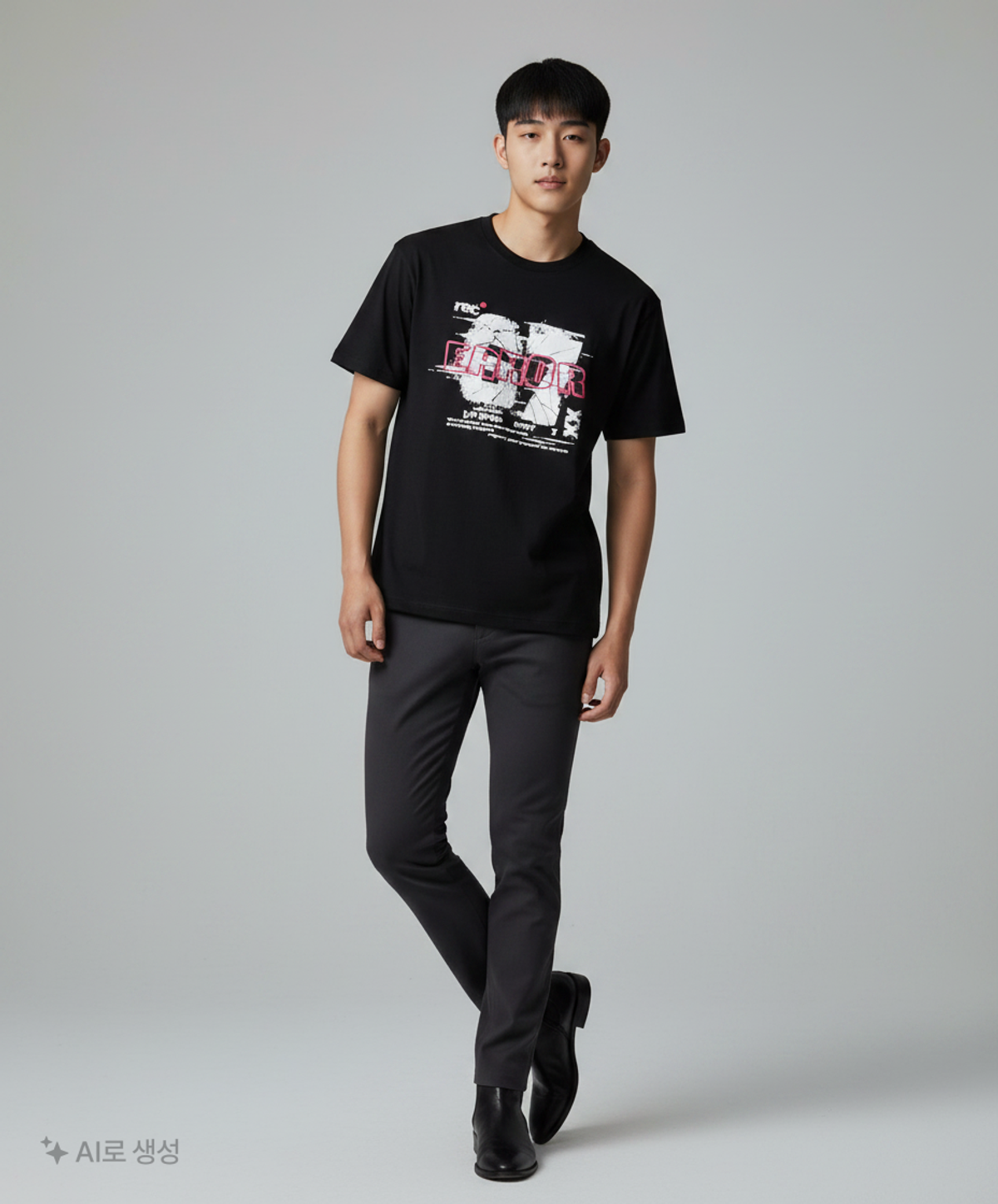 엑스오엑스(XOX) 디스토티드 에러 그래픽 크롭 티셔츠 [BLACK] L