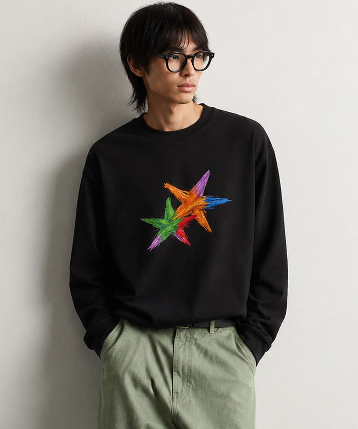 그레이버 오디너리(GRAVER ORDINARY) [ODNR UNISEX]Color Star 롱슬리브 긴팔티셔츠_Charcoal