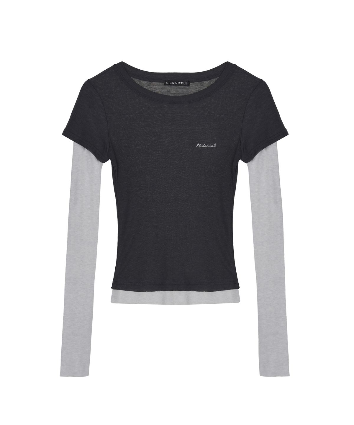 닉앤니콜(NICK&NICOLE) CONTRAST LAYERED TOP_CHARCOAL
