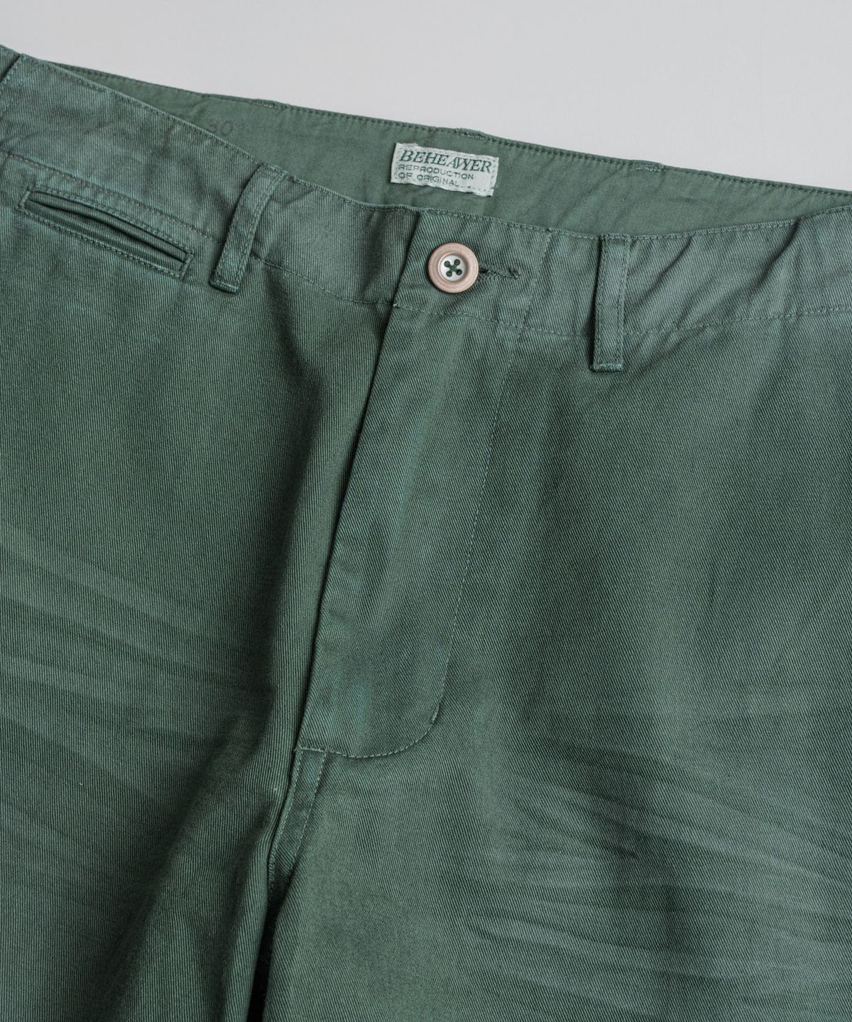 비헤비어(BEHEAVYER) USED 1942 CHINO TROUSERS b.green
