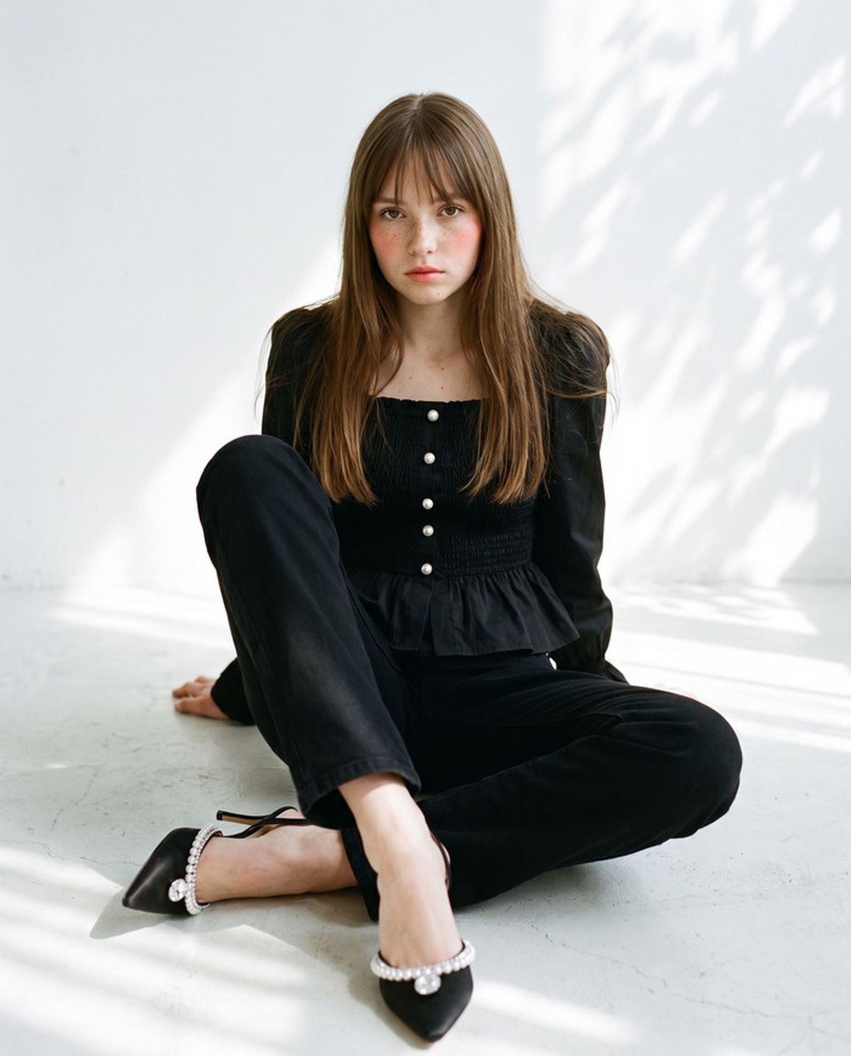 인더발코니(IN THE BALCONY) isla 진주 큐빅 포인티드 슬링백 5cm~10cm