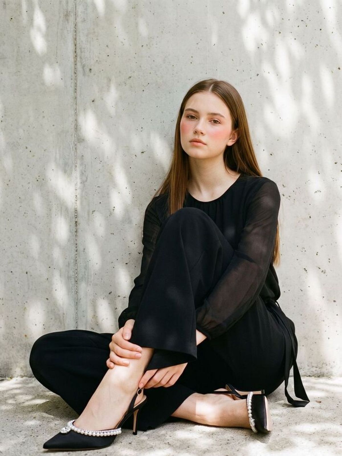 인더발코니(IN THE BALCONY) isla 진주 큐빅 포인티드 슬링백 5cm~10cm