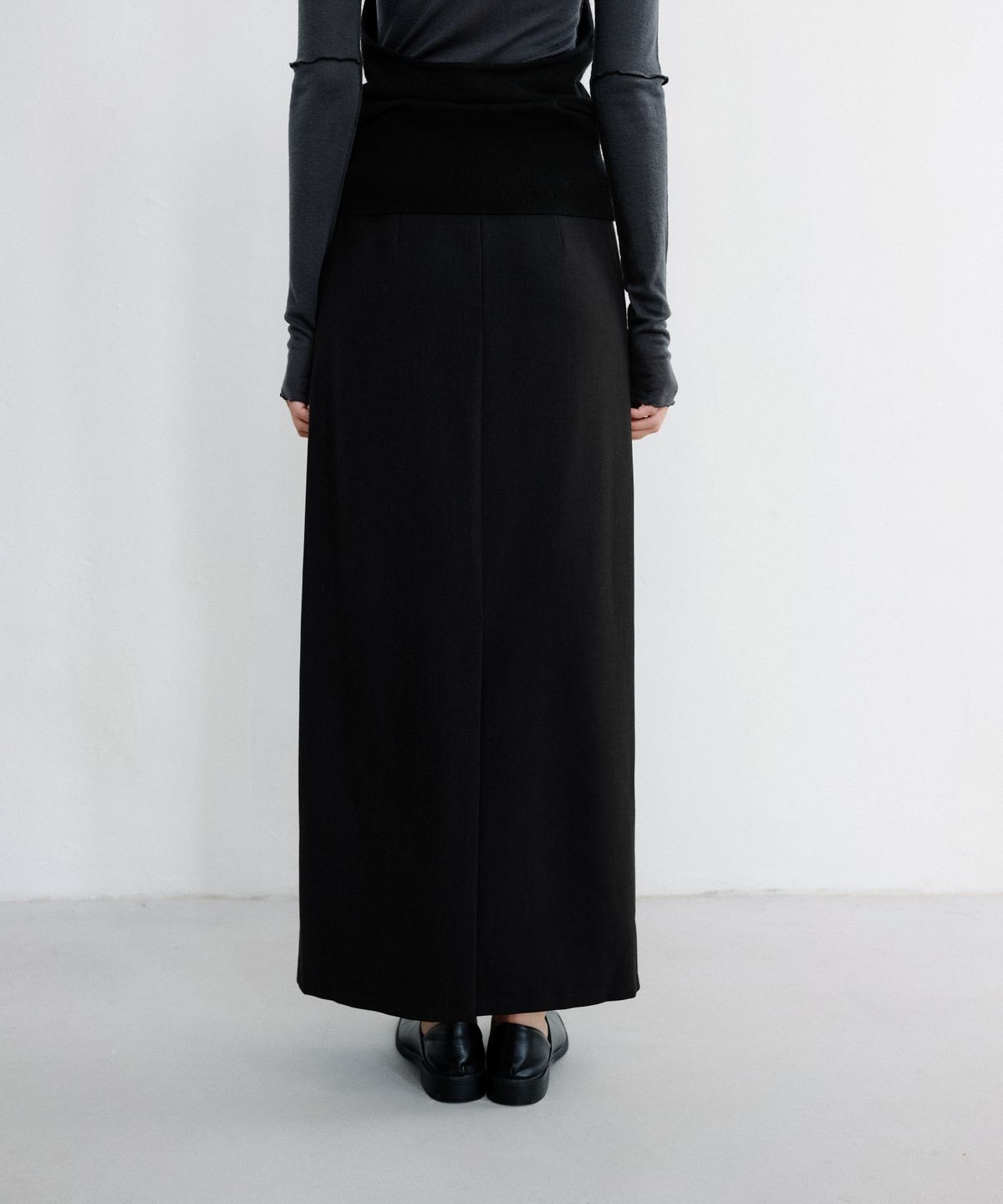 로우타이드(LOW TIDE) OVERLAP LAYER MAXI SKIRT [BLACK]