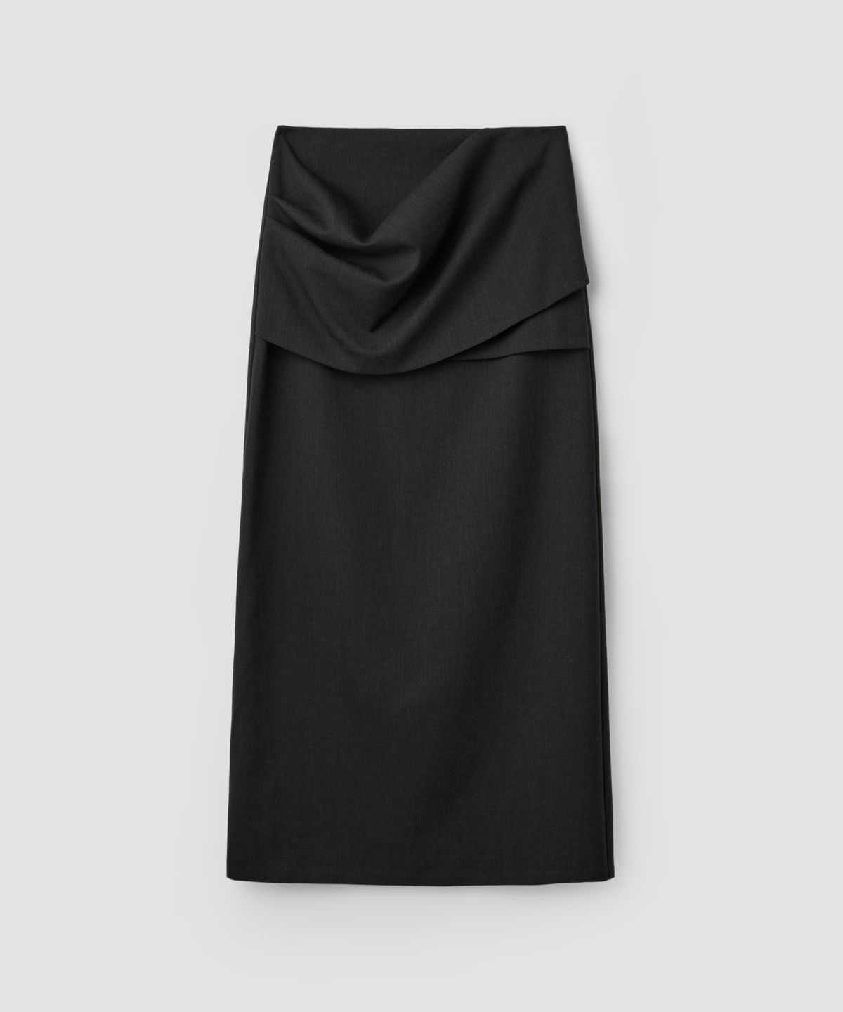 로우타이드(LOW TIDE) OVERLAP LAYER MAXI SKIRT [CHARCOAL]