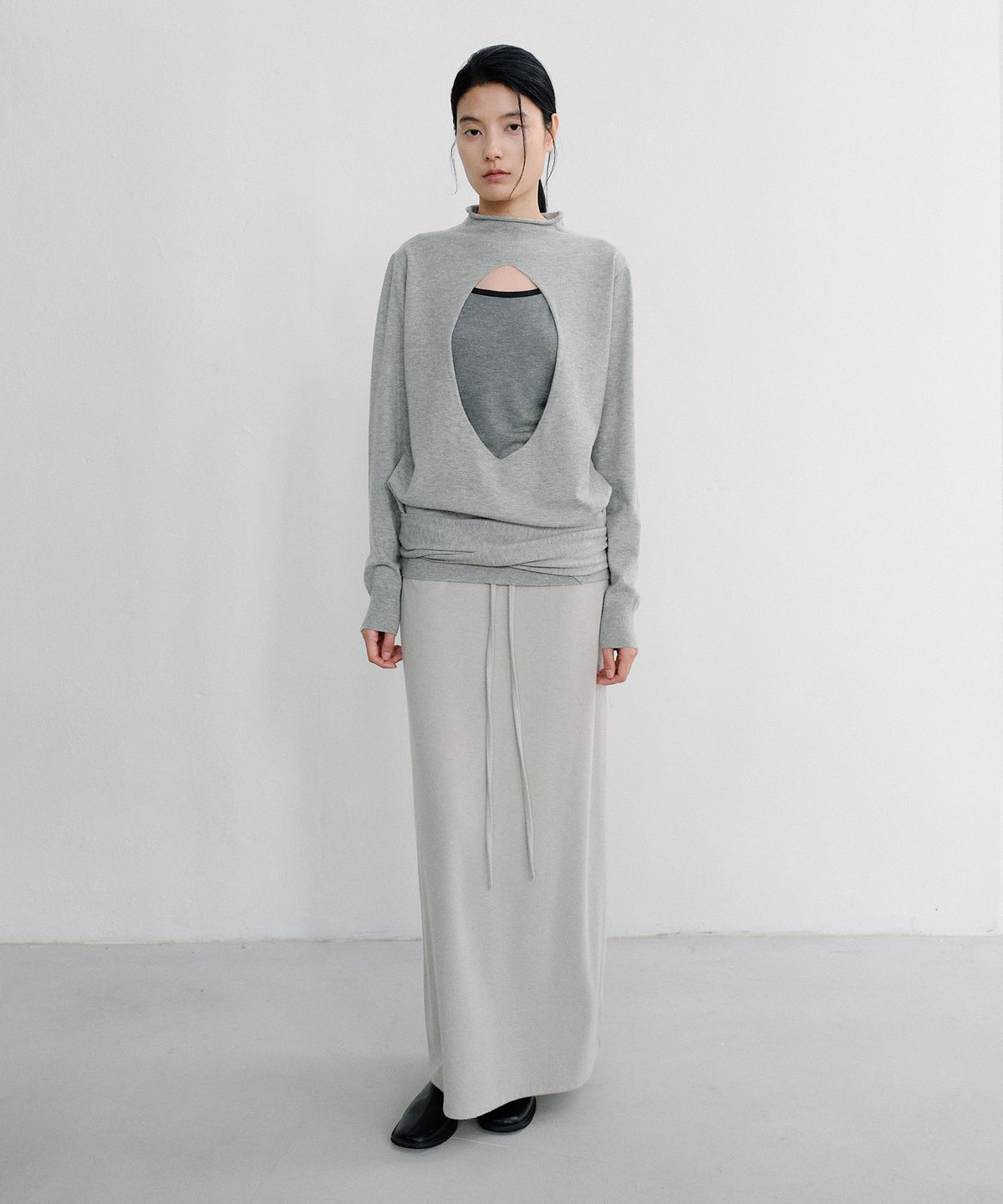 로우타이드(LOW TIDE) SOFT BRUSHED MAXI SKIRT [GREY]