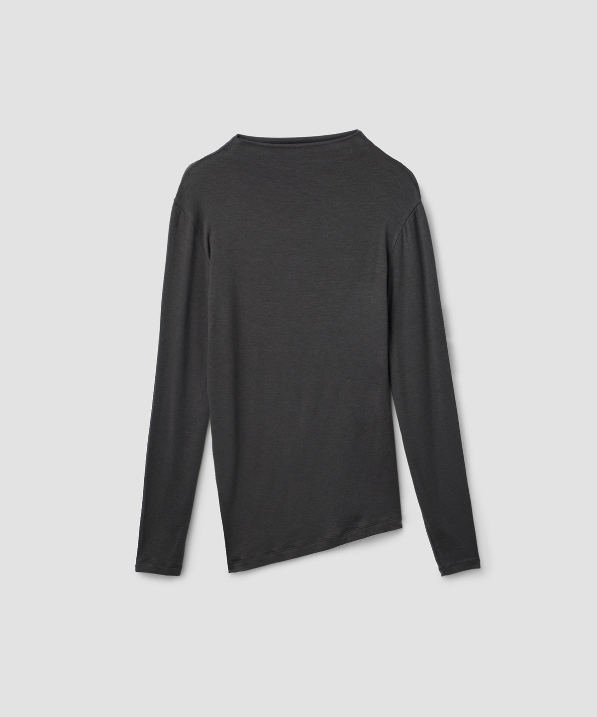 로우타이드(LOW TIDE) WOOL MOCK NECK CURVED T-SHIRT [CHARCOAL]