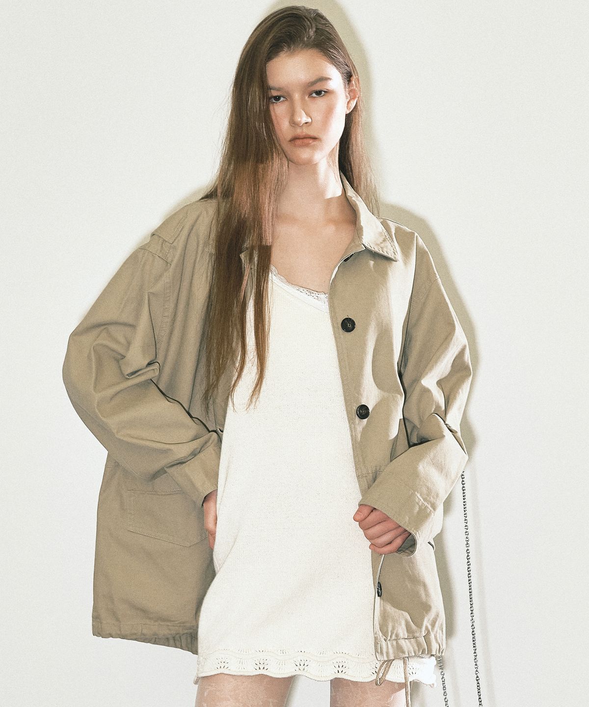 닉앤니콜(NICK&NICOLE) WASHED COTTON WORK JACKET_BEIGE
