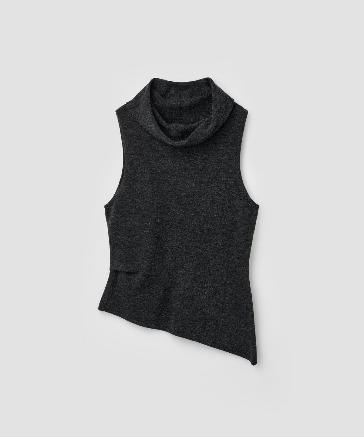 로우타이드(LOW TIDE) DRAPE COWL KNIT VEST [CHARCOAL]