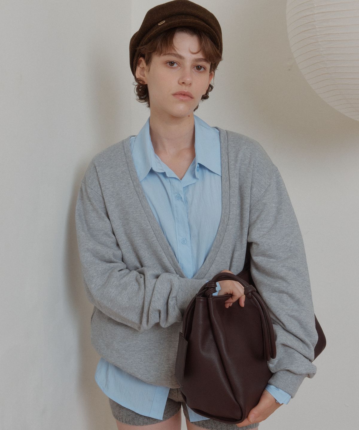 아노에틱(ANOETIC) ANC DEEP V-NECK SWEAT-SHIRT_GREY