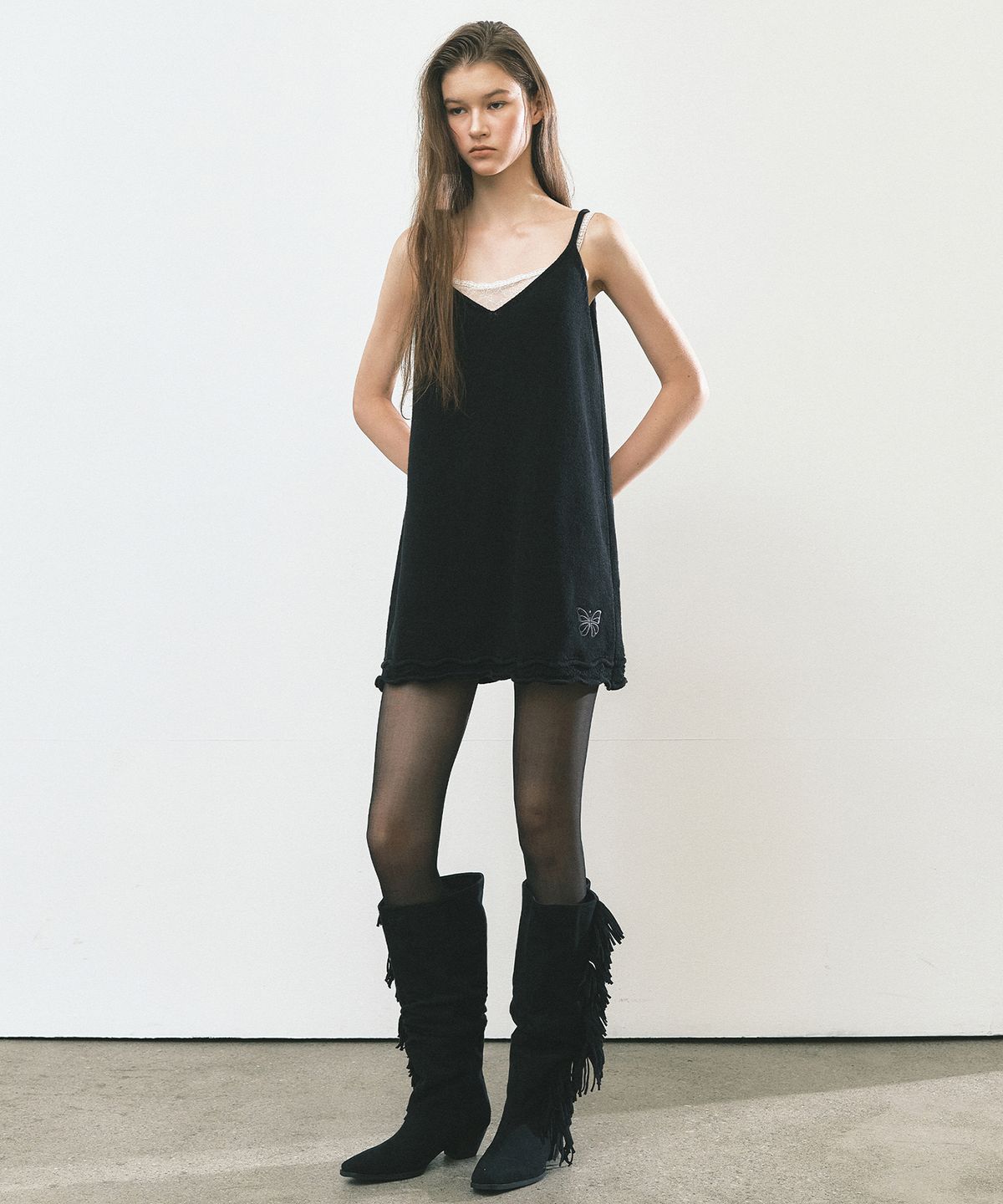 닉앤니콜(NICK&NICOLE) LACE TRIM MINI DRESS_BLACK