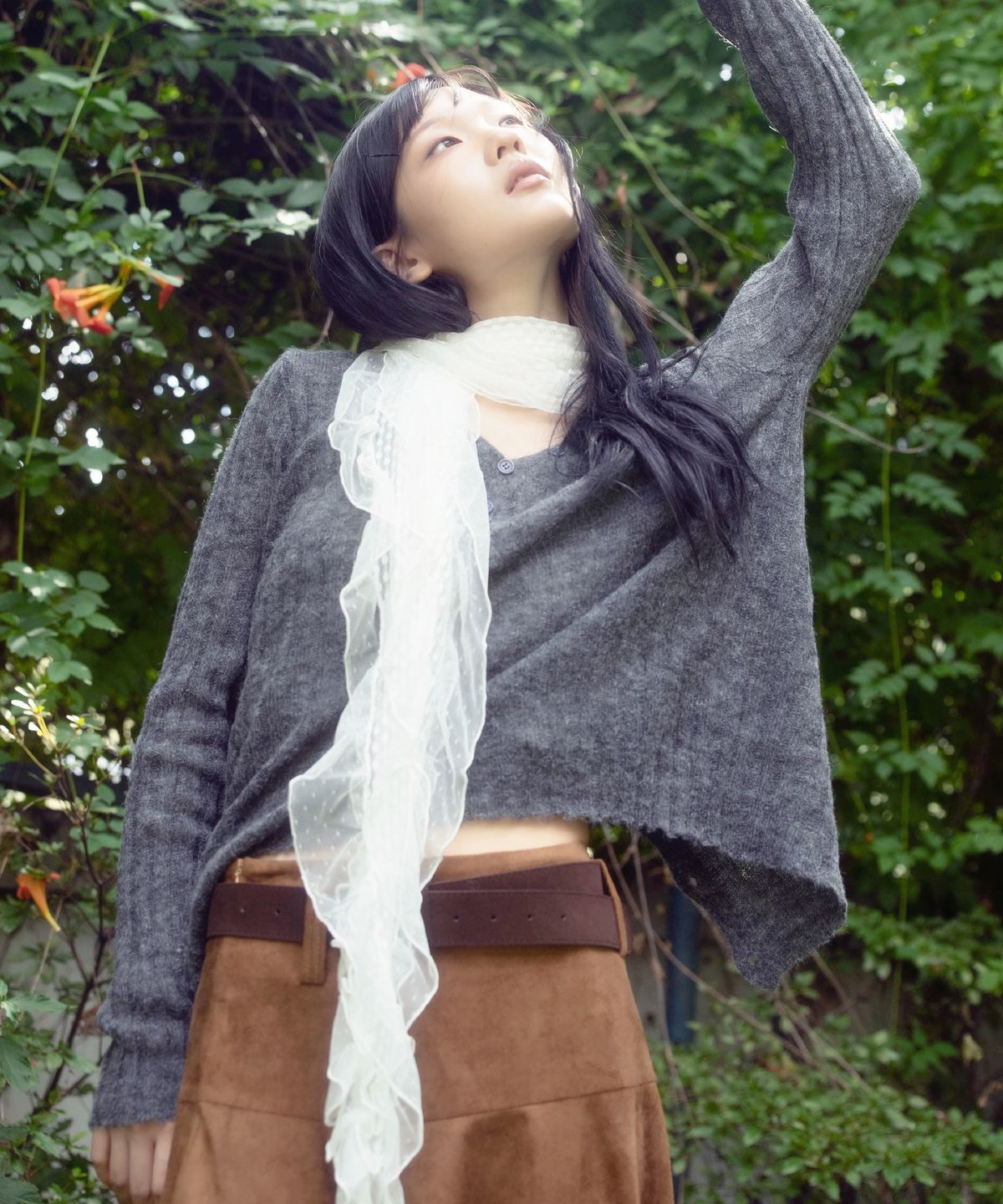 에프디알(FDR) Chloe Reverse Henley Cardigan Knit_Charcoal