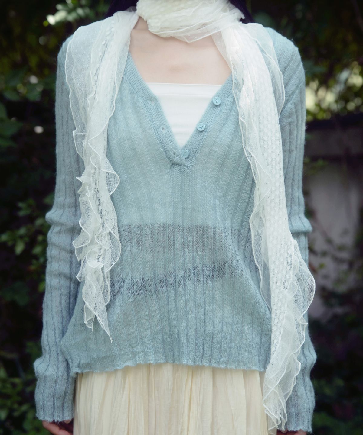에프디알(FDR) Chloe Reverse Henley Cardigan Knit_Mint