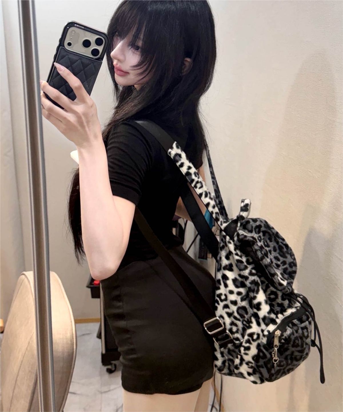 피마다지윈(PIMADAZIWIN) Signature Logo Mini Backpack (Leopard)