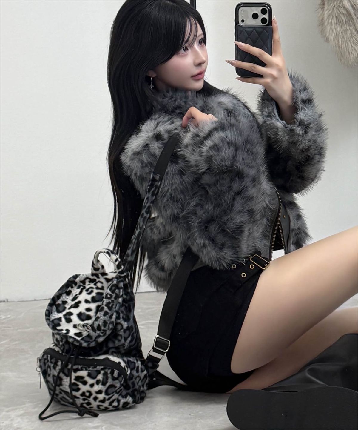 피마다지윈(PIMADAZIWIN) Signature Logo Mini Backpack (Leopard)