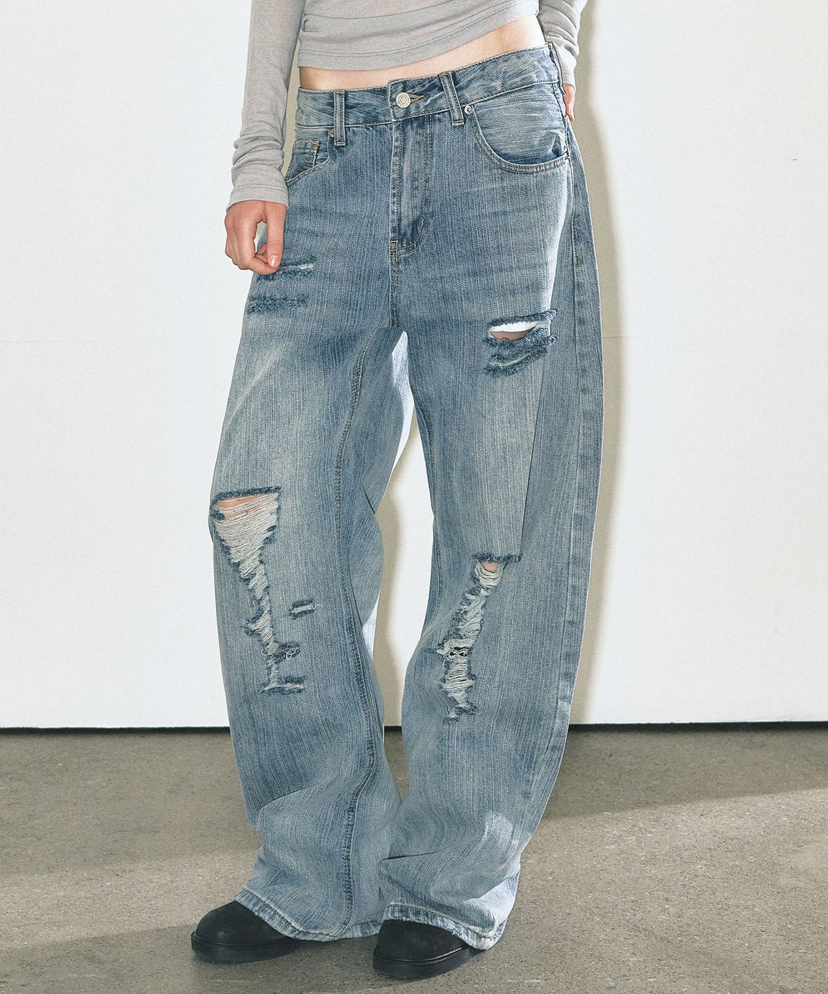 닉앤니콜(NICK&NICOLE) VINTAGE DISTRESSED DENIM PANTS_BLUE